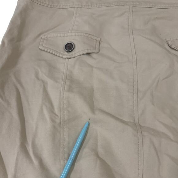 Zara Basic Beige Button Front Mini Skirt Size XL 32 Khaki Cotton Utility - Picture 6 of 6